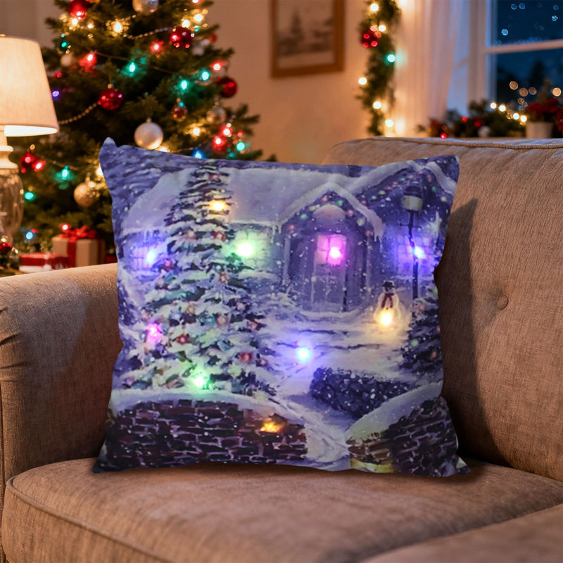 Christmas LED Pillows Holiday Gifts LED Pillows That Can Flash Or Stay On Two Mode Switching Printed Sofa Pillows Cushions Pillowcases