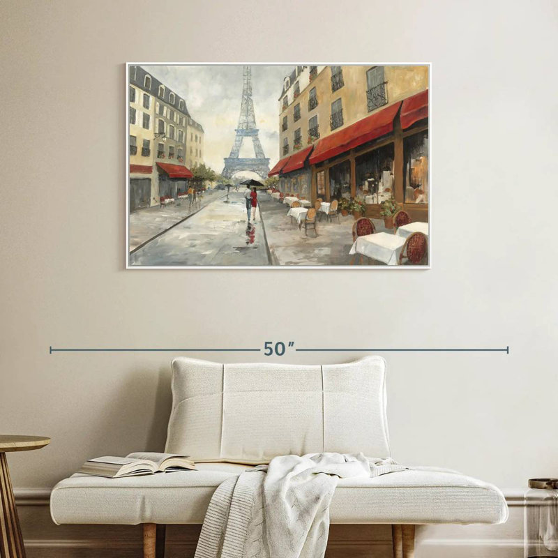 Le matin à Paris, Cadre flottant blanc, 40 po x 27 po