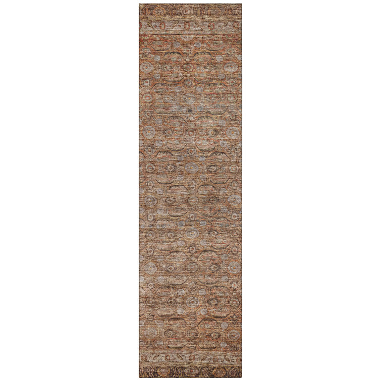 Machine Washable Indoor/Outdoor Xhevrie Copper Rug