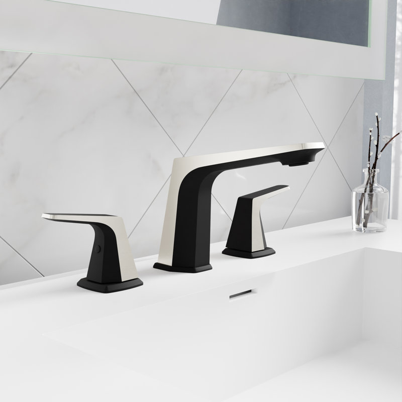 2-handle Bathroom Faucet with Drain Assembly, Matte Black/Brushed Nickel