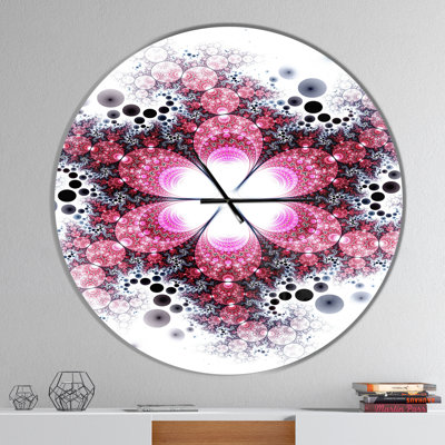 Violet Fractal Flower Pattern - Modern wall clock