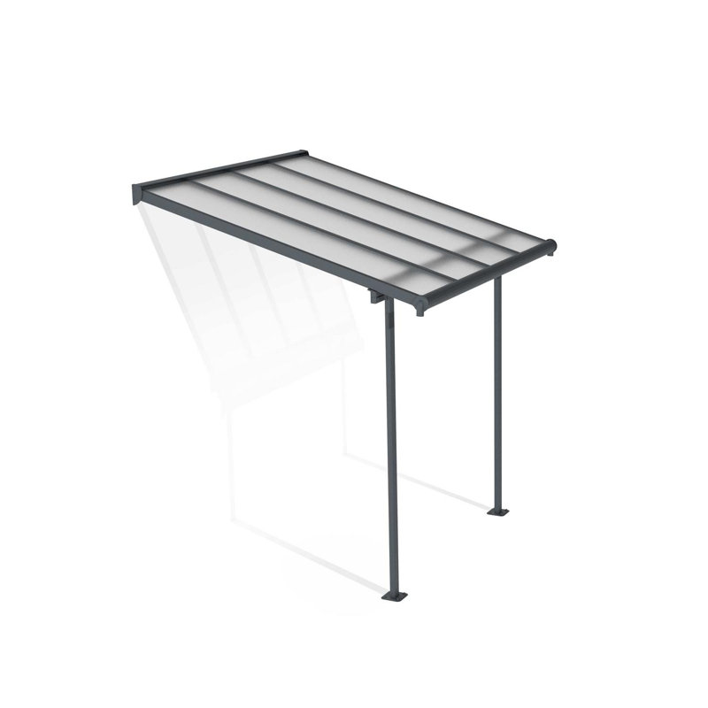 Palram - Canopia Sierra 7.5' W x 7.5' D Polycarbonate Aluminum Stationary Slope Patio Awning Gray/Diffused Clear, Gray