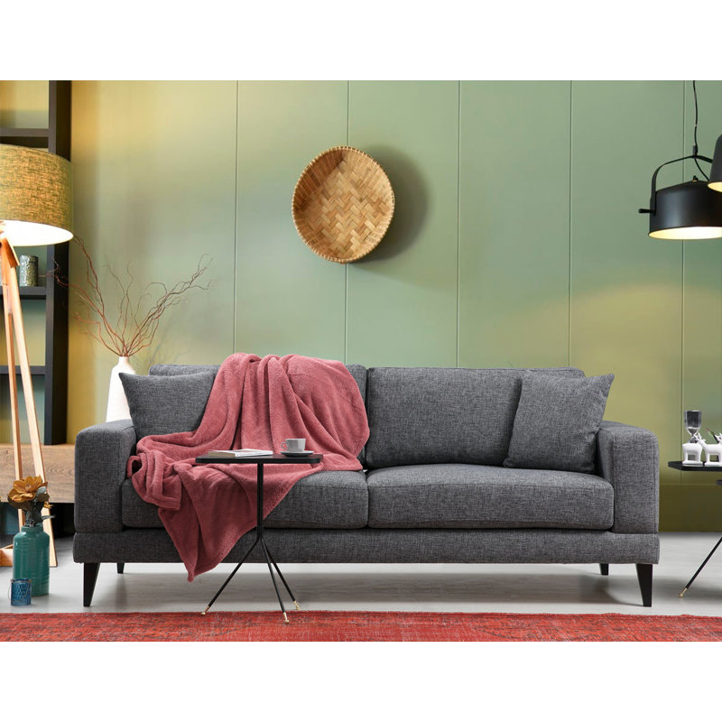 Canapé-lit 3 places avec dossier pivotant, gris foncé, 82,7 po x 35,4 po x 33,5 po | Structure en bois BEECH WOOD, tissu 100% polyester, 28 mousses en mousse | Comprend 2 coussins (18 po x 18 po) | Idéal pour les salons modernes et les chambres d'amis