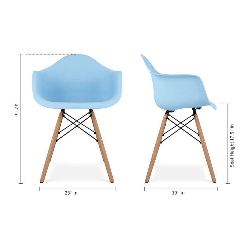 Modholic Eiffel Armchair With Wood Legs, Blue, Blue, 1