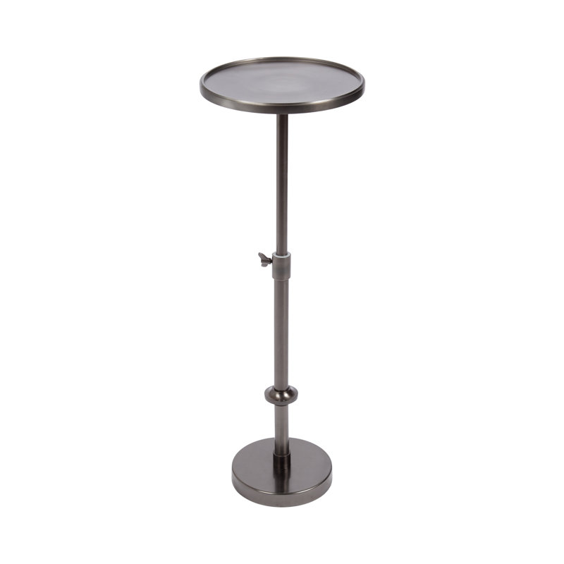 Engles Traditional Adjustable-Height Metal Pedestal Table, Gray Top/Silver Base