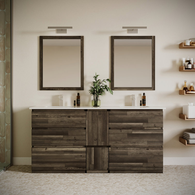 Fresca Formosa 72" Freestanding Double Sink Bathroom Vanity Set with Top and Sinks - Faucets Not Included