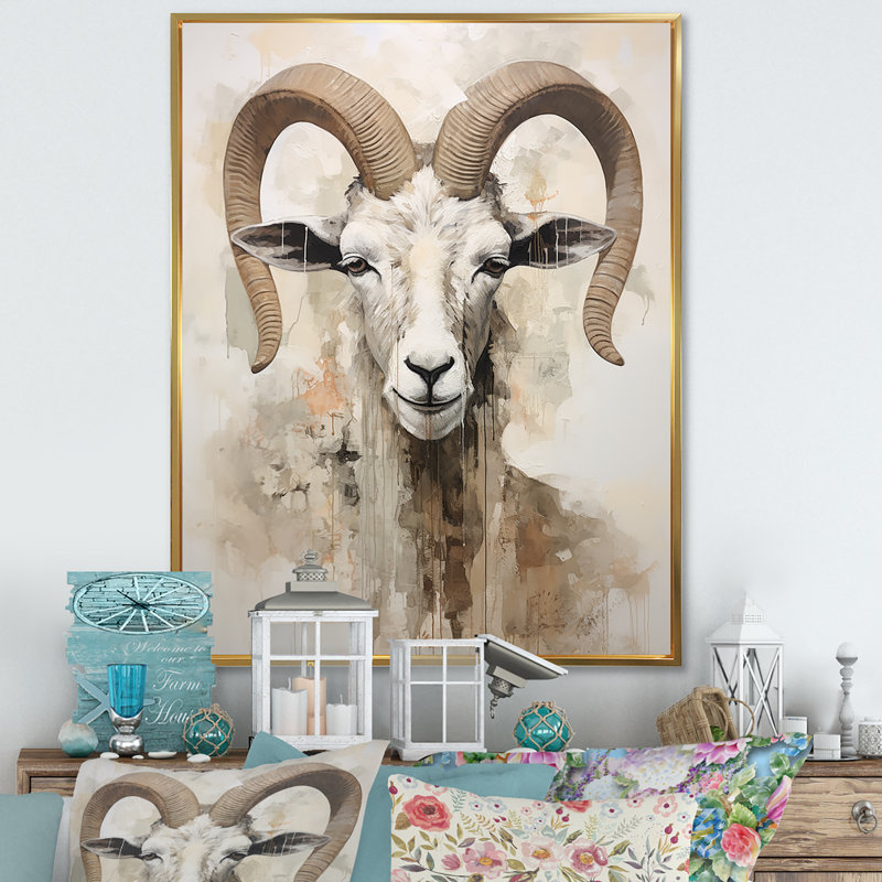 Portrait de chèvre douce - reproduction sur toile, Cadre photo blanc, 40" H x 30" W