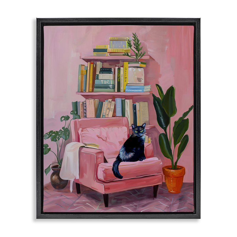 Cadre flottant rose Calm & Cozy, design par Lil 'Rue, H 21 po x l 17 po, Cadre flottant noir de jais