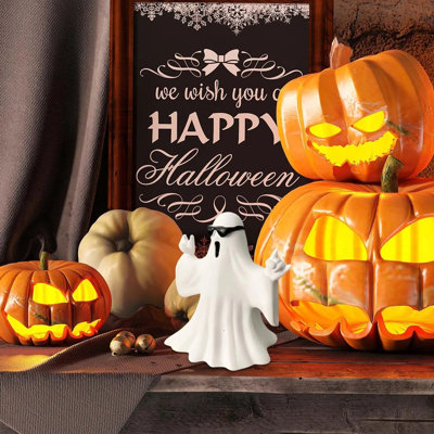 Figurine fantôme d'Halloween fabriquée à la main, statue fantôme effrayante en résine pour le décor des Fêtes, ornements fantômes mignons pour le bureau intérieur, porche, cadeau de Noël