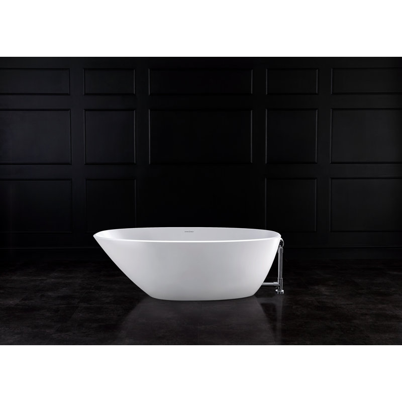 Mozzano 2 67" Freestanding Bathtub in Volcanic Limestone with Overflow Hole