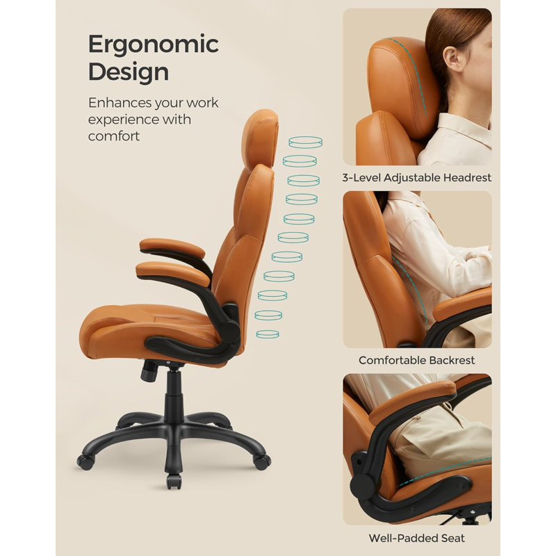 17 Stories Adjustable Faux Leather Swiveling PC & Racing Game Chair, Orange