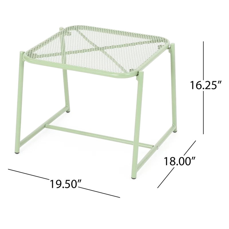 Table d'appoint en fer 15,5 po H, moderne avec ornement en maille, l 19,29 po x P 18,36 po H 7,71Lb, Vert