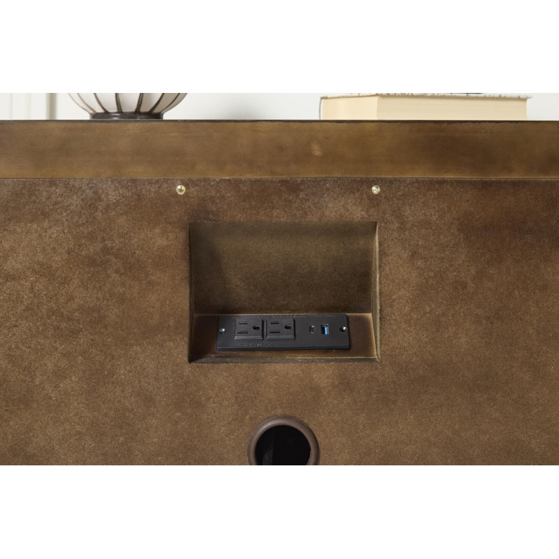 Table de chevet (2 tiroirs, prise de courant)