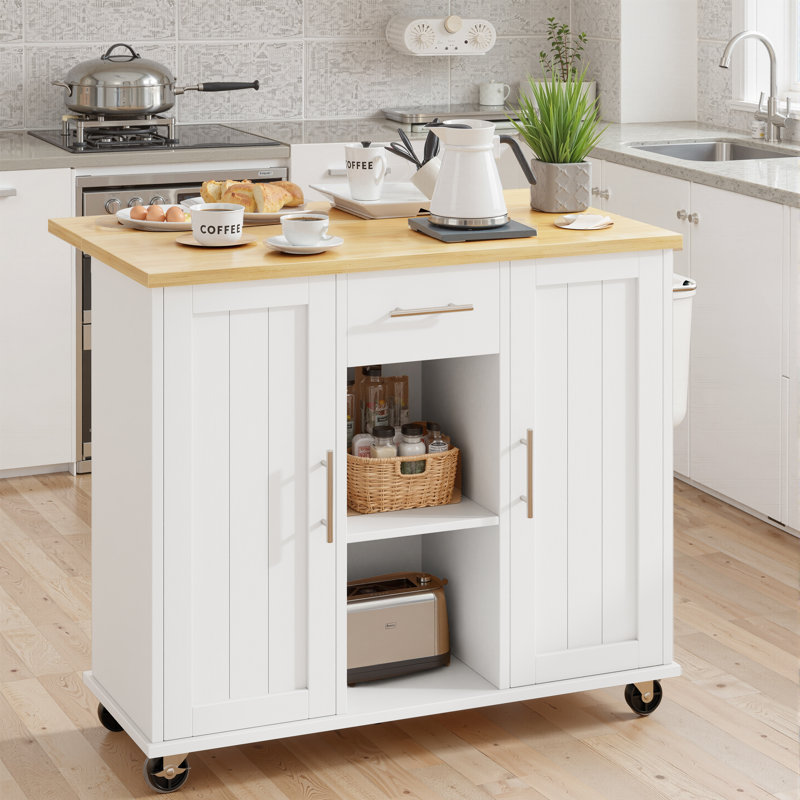 41.8 " W Kitchen Island, White