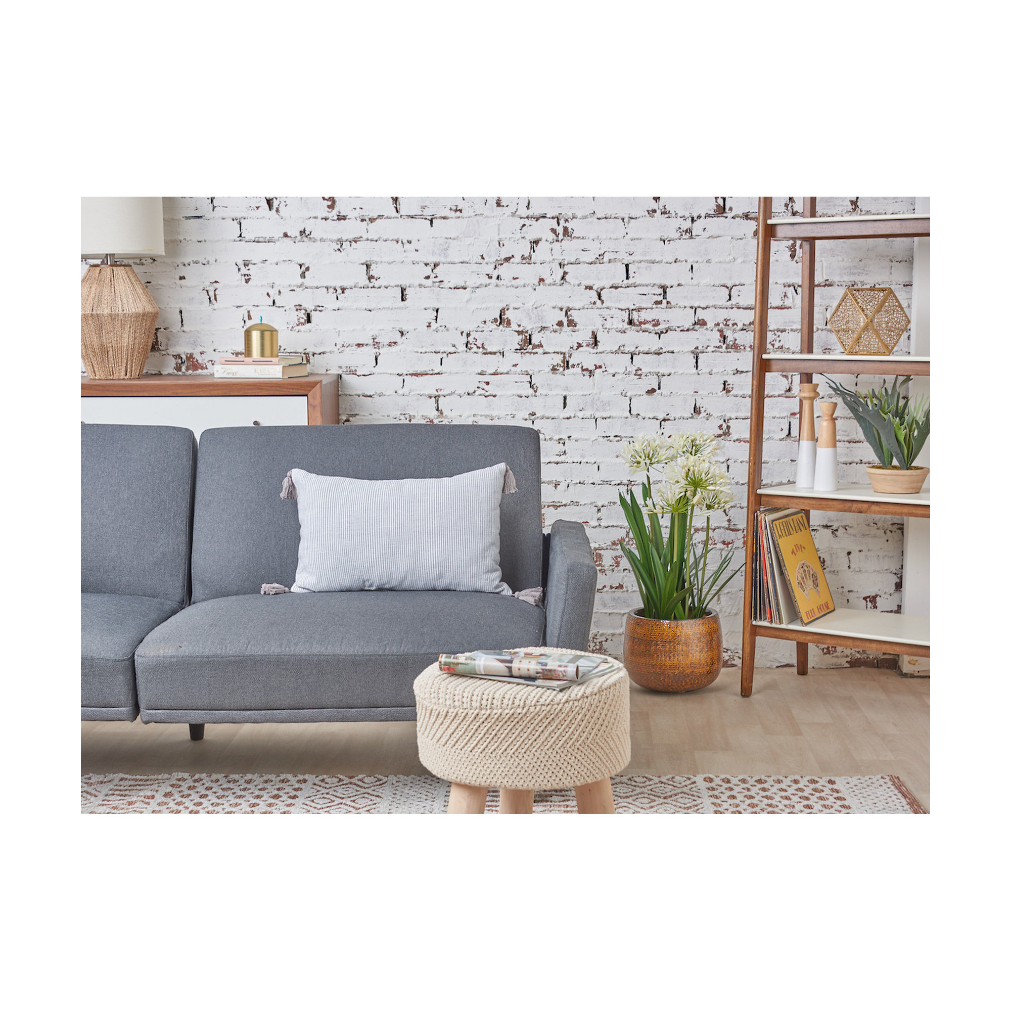 Fairlee Cotton Striped Lumbar Pillow, Gray