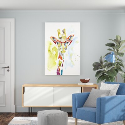 Smarty-Pants Giraffe by Jennifer Goldberger Painting Print on Canvas -  Zipcode Design™, 54A5C4B55B6644FBA453CC09A6ABEAFD