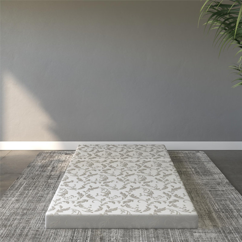 Twin White Floral 4-Inch Tri-Fold Innerspring Mattress
