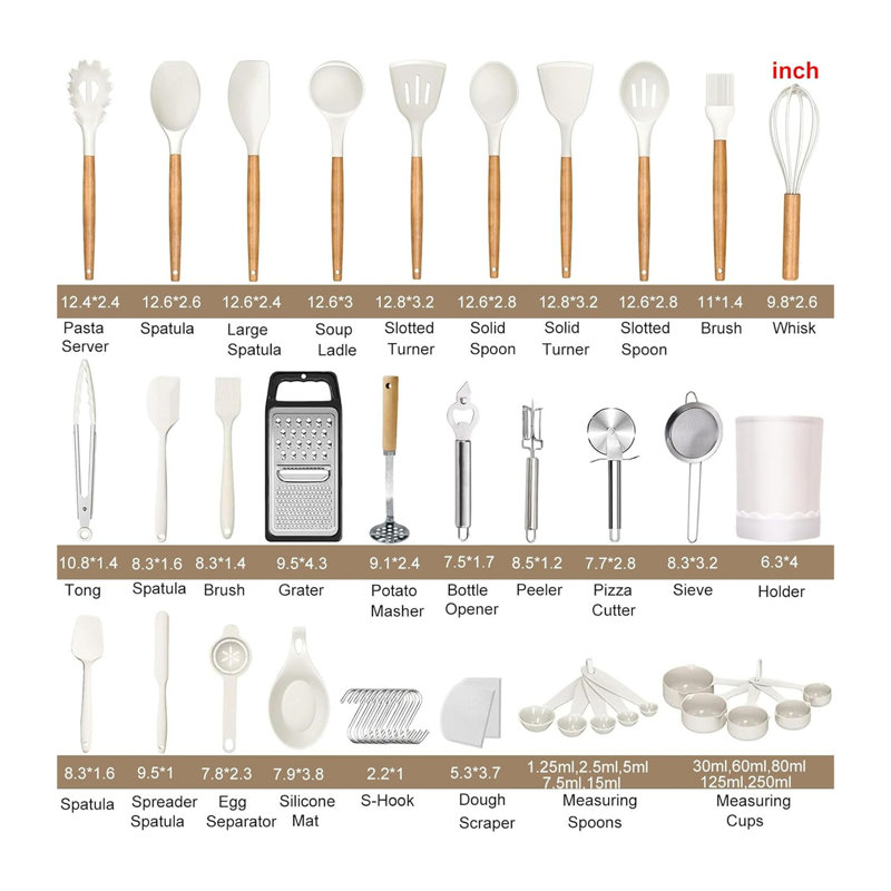 46Pcs Kitchen Utensils Set,Heat Resistant,Nonstick,White