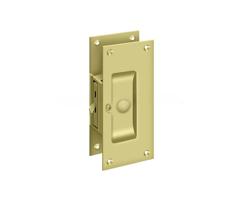 Deltana SDL60U26 Decorative Pocket Lock 6", Privacy in Polished Chrome, Polished Brass
