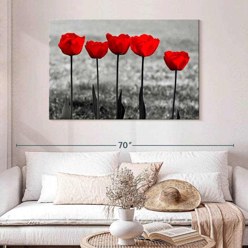 Harnek Five Red Tulips, 26" H x 39" W