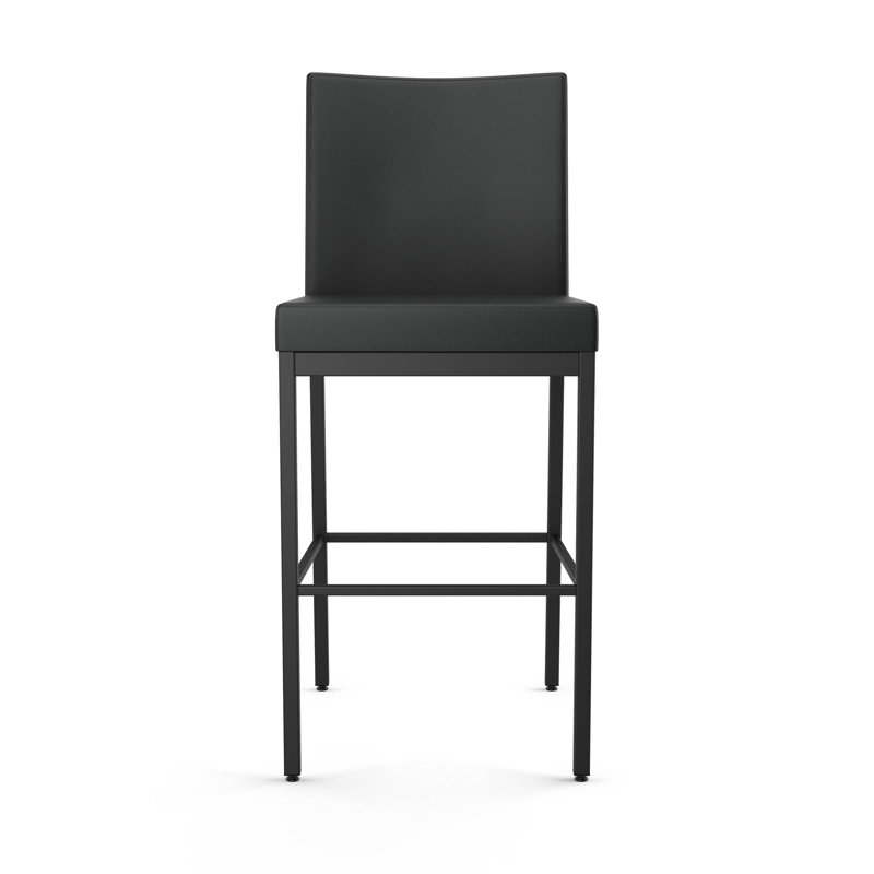 Fellman Upholstered Counter & Bar Stool with Metal Base, Counter Stool (26" Seat Height), Charcoal Black, Black