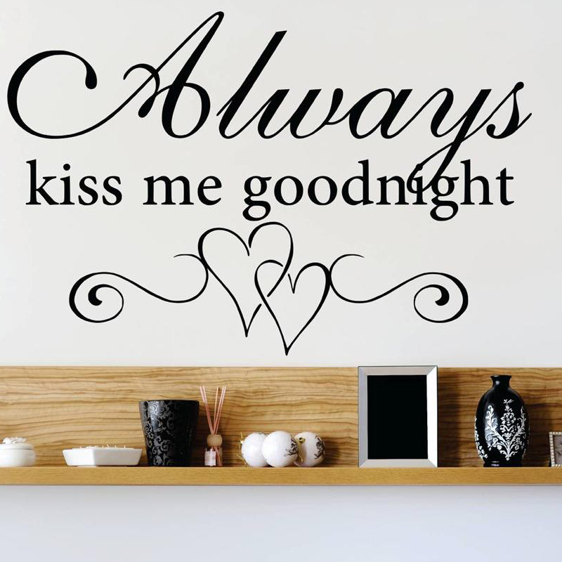 Décalcomanie murale toujours baisers me goodnight, H 16 po x l 20 po x P 0,16 po, Noir