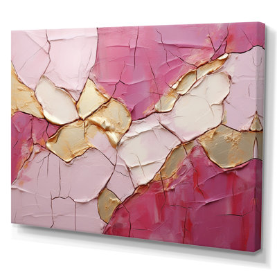 Gold Pink Minimalism Poteries - Abstract Spirals Large Wall Art