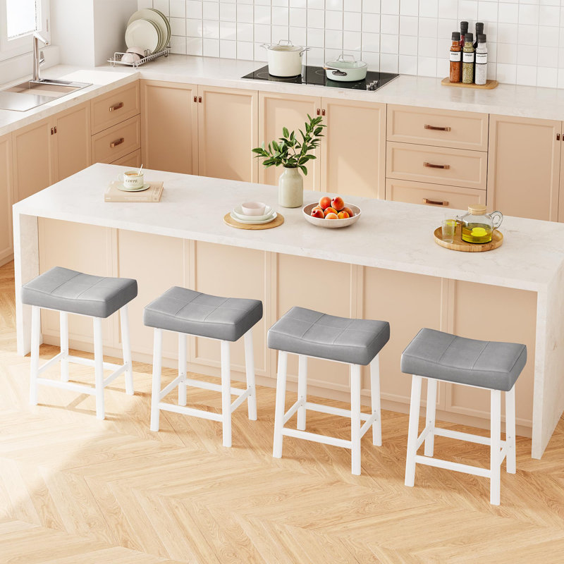 Counter Height Bar Stools Set Of 4, 24 Inch Barstools For Kitchen Island Counter, Grey