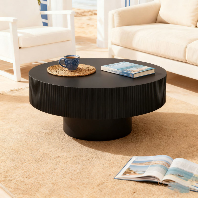 Table basse ronde avec piédestal robuste