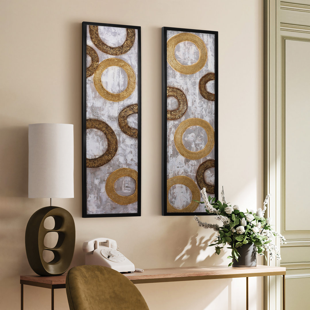 Modern Abstract Wall Art on Metal (Set of 2) Mercer41