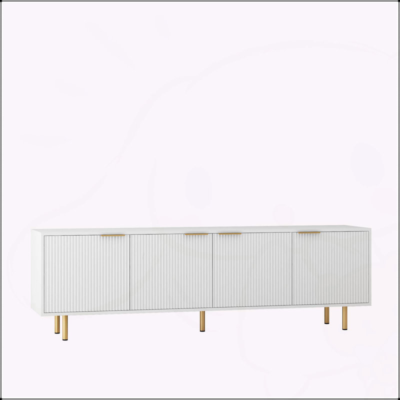 White TV Stand Fluted 68" t