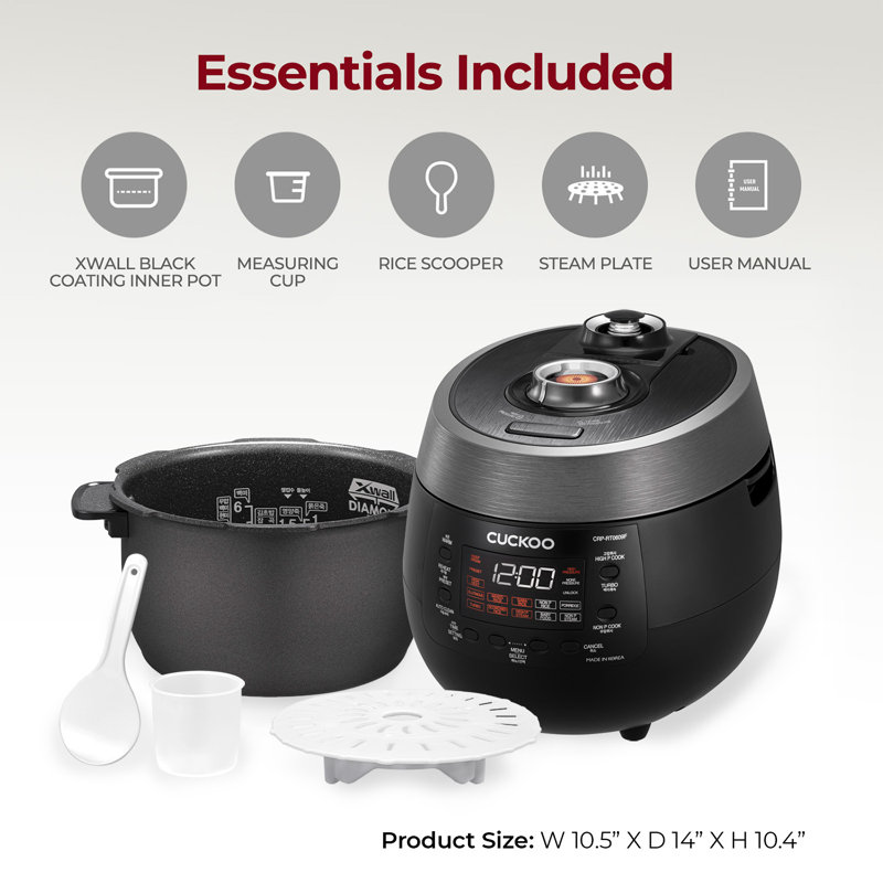 Black 6-Cup Stainless Steel Electric Rice Cooker with Steamer