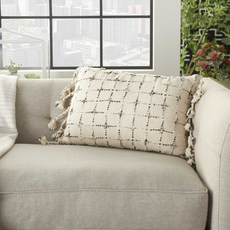 Geometric Cotton Throw Pillow, 14" x 20"