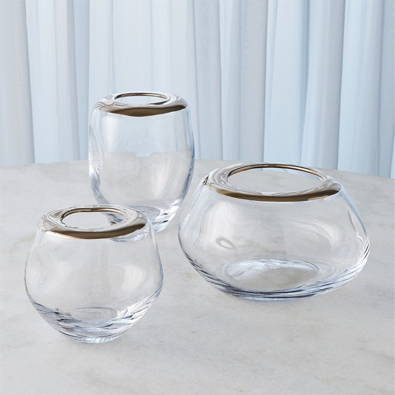 Organic Formed Vase-Lg, Clear/Platinum