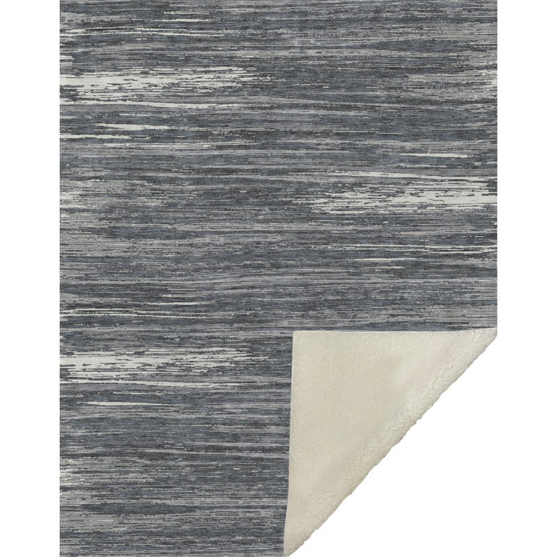 Jeté à rayures Addison Sherpa ASB896, Gris, À rayures