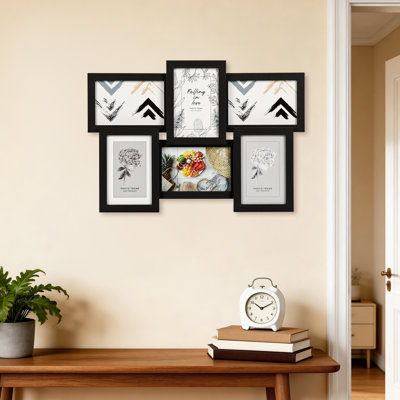 Cadre mural de 4 x 6 pouces, ensemble de 6 cadres photo, ensemble de cadres multiples avec façade en verre