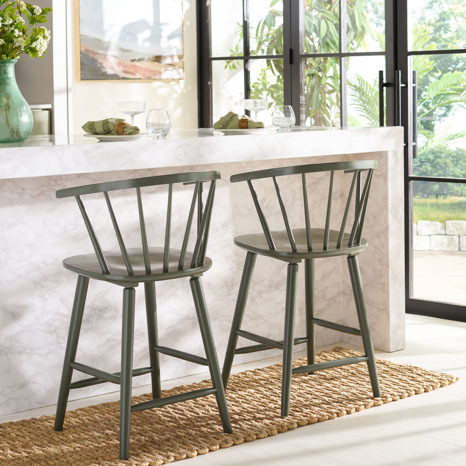 Sheffield Bar and Counter Stool, Short Stool (23" Seat Height), Dusty Green