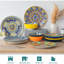 Ensemble de 6 assiettes plates en céramique, allant au micro-ondes, au four et au lave-vaisselle, plats colorés de style bohémien pour la cuisine