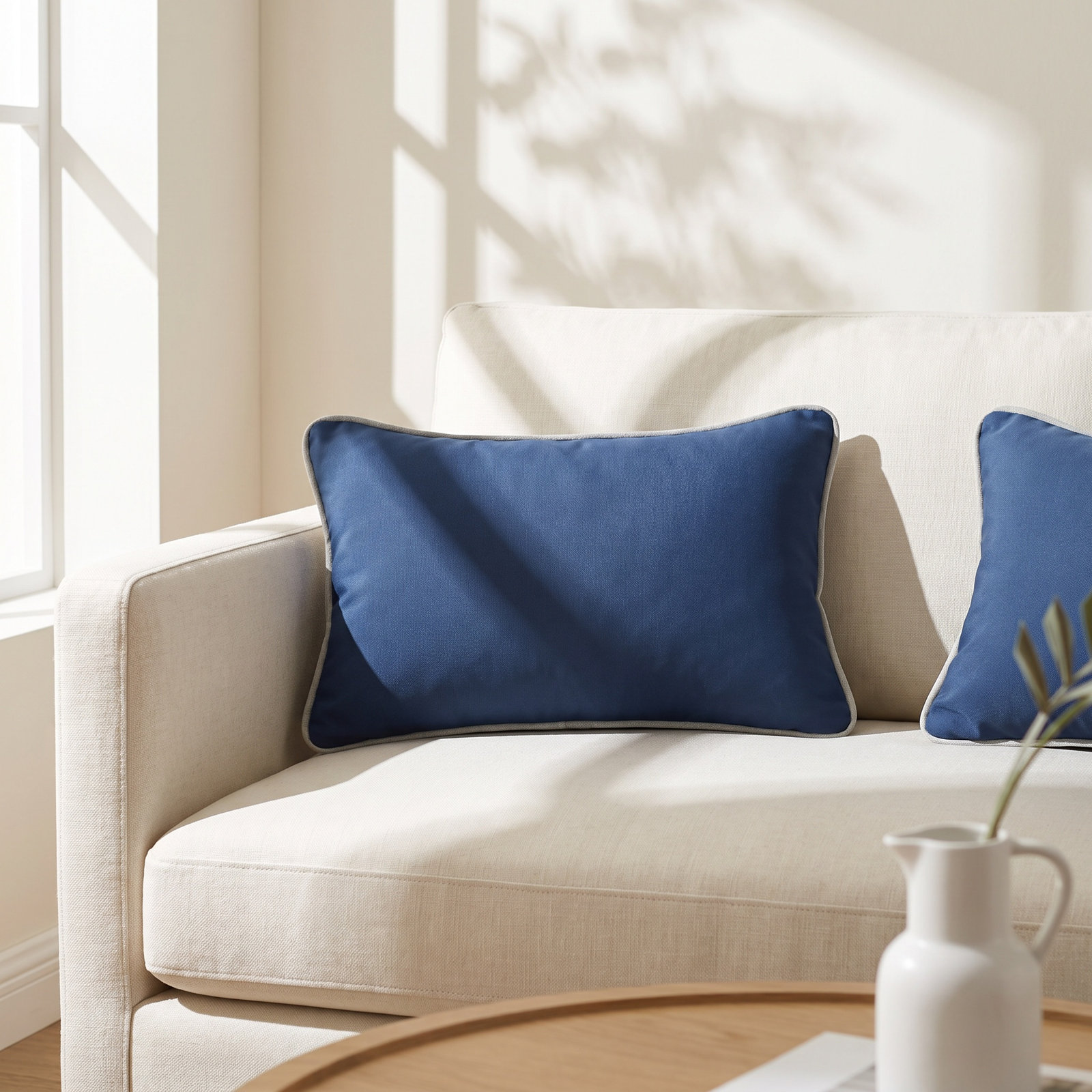 Rene 24" x 13" Sunbrella® Pillow Cover & Insert, 12" x 24", Navy
