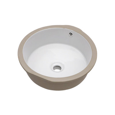 Lavabo de salle de bain rond encastré en céramique blanche 15,75 pouces avec trop-plein | Idée de cadeau