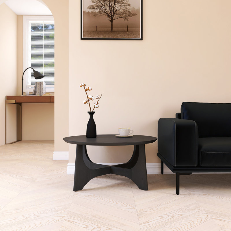 Table basse ronde pour le salon, H 18 po x l 36 po x P 36 po, Noir, noir, noir, noir