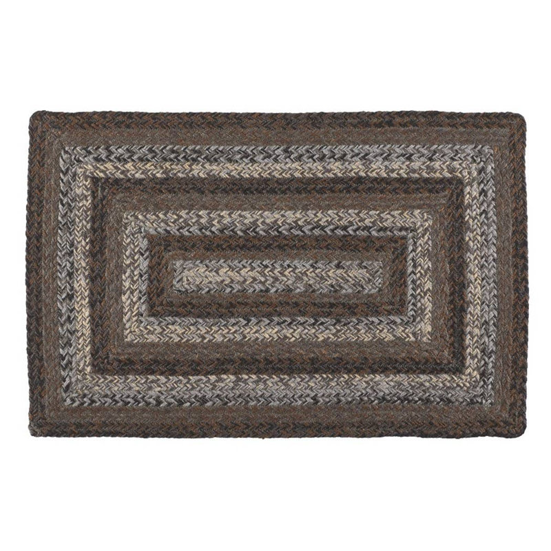 Tapis en coton tressé à la machine Caeleigh noir / brun / gris / crème, Rectangle 6 pi x 9 pi