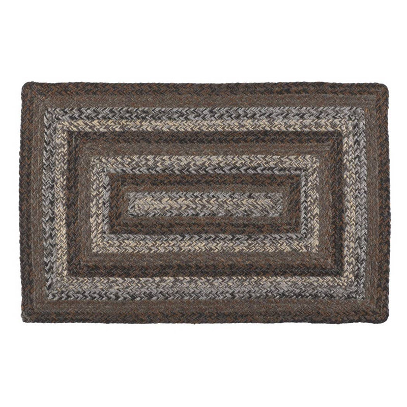 Tapis en coton tressé à la machine Caeleigh noir / brun / gris / crème, Rectangle 8 pi x 10 pi