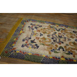 Ivory Background Antique Artistic Chinese Dragon Design Silk Rug