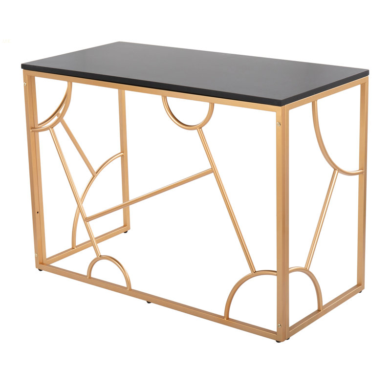 Bureau contemporain Constellation en métal doré et bois noir, Noir