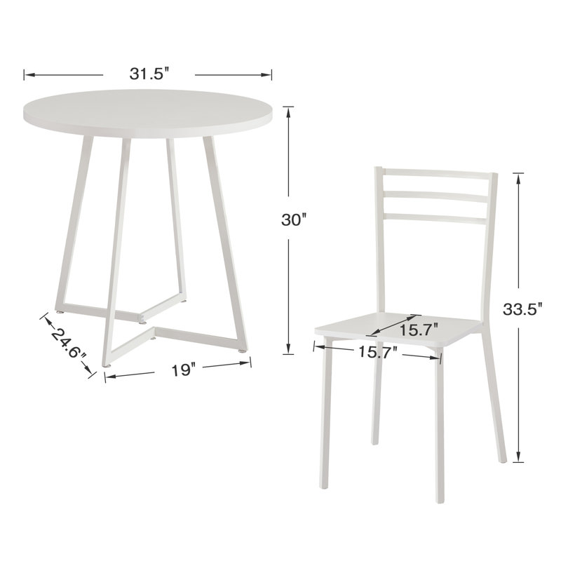Kilwin 3-Piece Round Dining Set, White