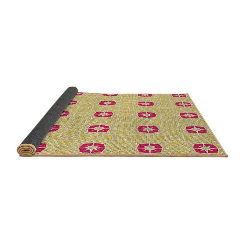 Tapis jaune / rose Power Loom, Carré 4 pi