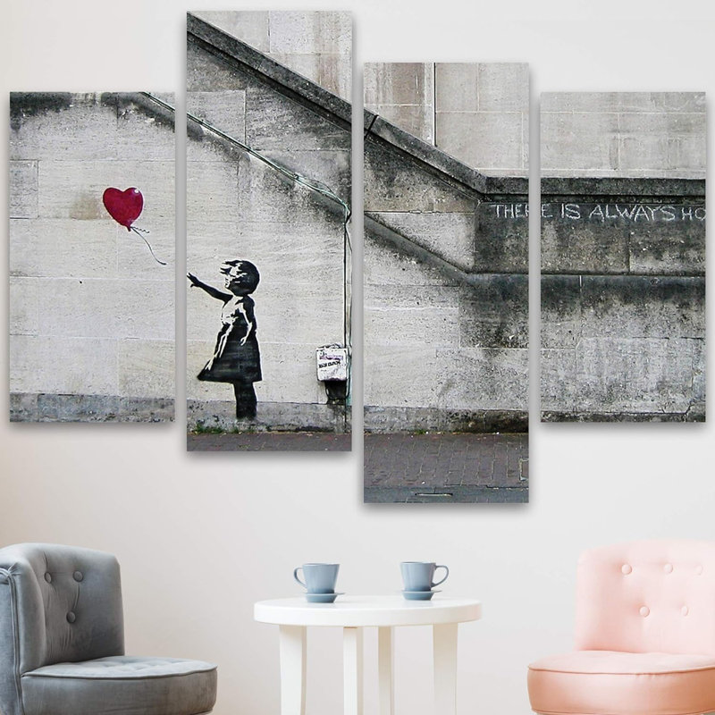 Pop Urban Street Banksy Ballon Girl Graffiti 4 pièces