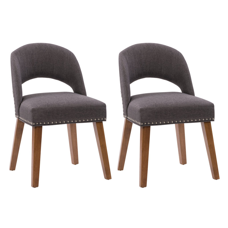 Chaise parsons rembourrée Arush, Gris foncé, Noisette