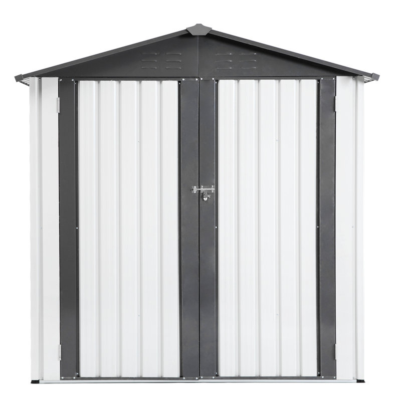 Remise de rangement, remise de jardin en métal gris blanc 6X4x6ft